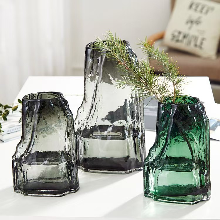 चीनी शैली का कृत्रिम रॉकरी ग्लास सना हुआ ग्लास फूलदान